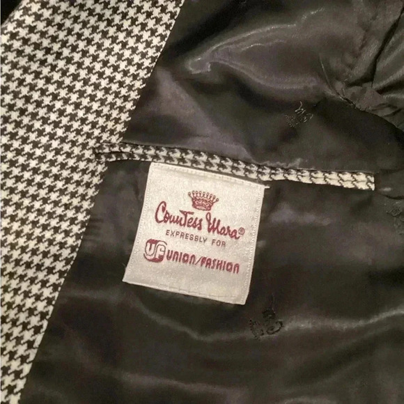 Countess Mara Men’s Black/White Houndstooth Wool Blazer - Picture 4 of 6